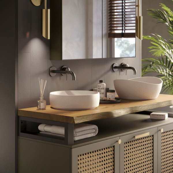 Drewniany blat do łazienki – blat na wymiar z litego dębu, olejowany lub lakierowany