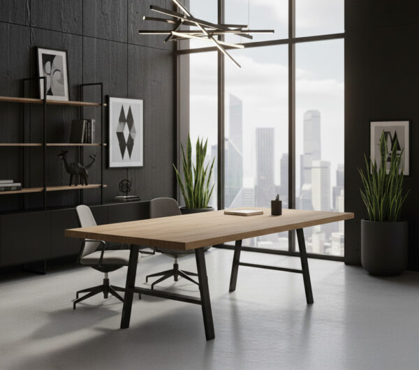 Metalowe nogi BORZA – profil A, czarne, stalowe, do stołów drewnianych