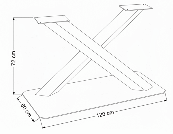 Nogi do stołu ROKLA – stalowe, kształt X z podstawą, wykonane na wymiar