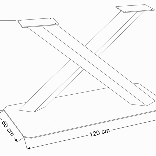 Nogi do stołu ROKLA – stalowe, kształt X z podstawą, wykonane na wymiar