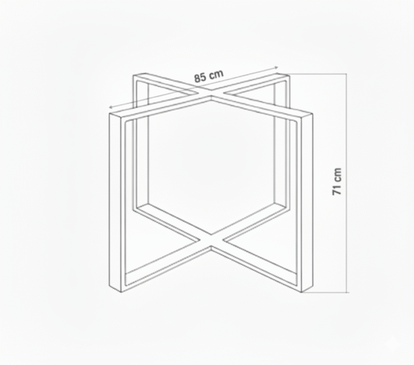 Nogi stalowe SOLMERA – czarne nogi krzyżowe do stołu na wymiar