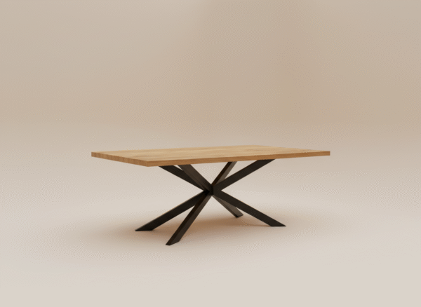 Stół dębowy FLORIANKA – loftowy stół z litego dębu i czarnych metalowych nóg