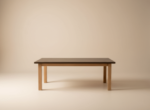 Stół FLOSTO – blat z czarnego dębu i klasyczna dębowa podstawa