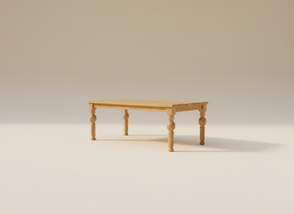 Stół HEMERNIA – dębowy blat i masywne nogi z toczonymi kulami, styl zdobny