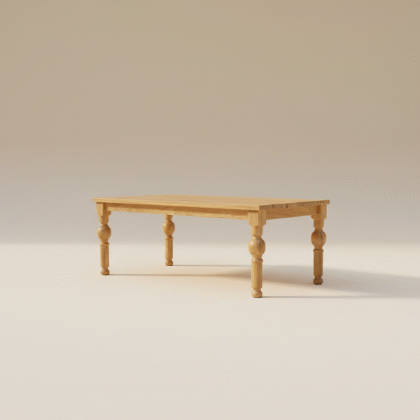 Stół HEMERNIA – dębowy blat i masywne nogi z toczonymi kulami, styl zdobny