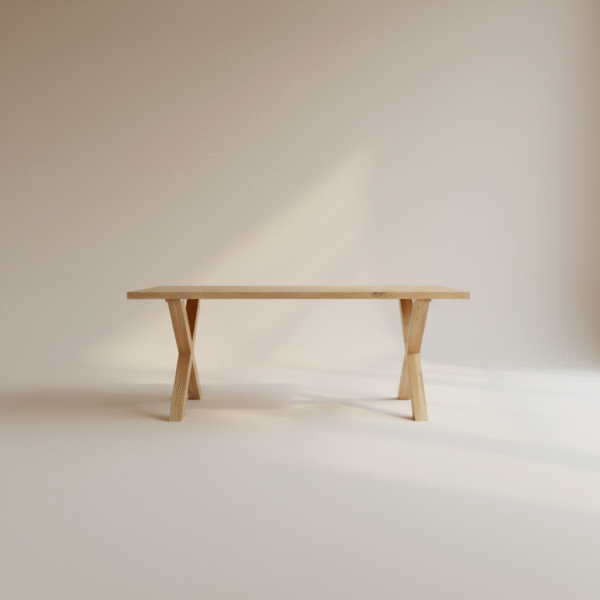 Stół dębowy SZELMENT – drewniany stół z nogami w kształcie X, styl skandynawski