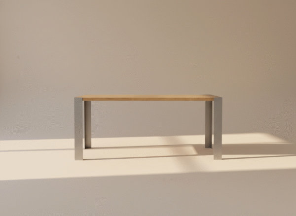 Stół TRAWERN – dębowy blat i metalowe nogi w kolorze stalowym (szarym)