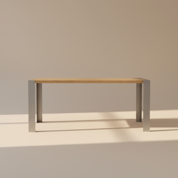 Stół TRAWERN – dębowy blat i metalowe nogi w kolorze stalowym (szarym)