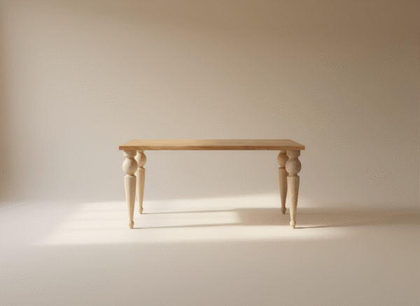 Stół WILGA – zdobny stół z litego dębu z masywnymi, toczonymi nogami