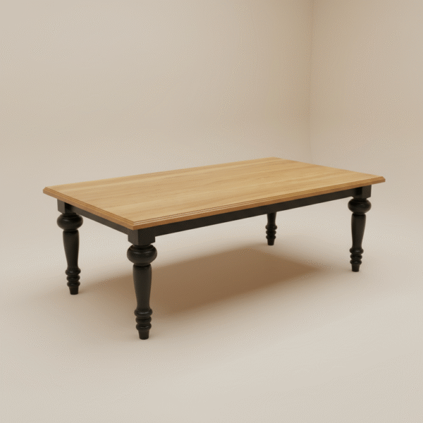 Stół WIERCH – designerski stół dębowy z czarnymi toczonymi nogami