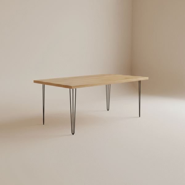 Stół drewniany FLOSO – rustykalny stół z dębu na czarnych metalowych nogach