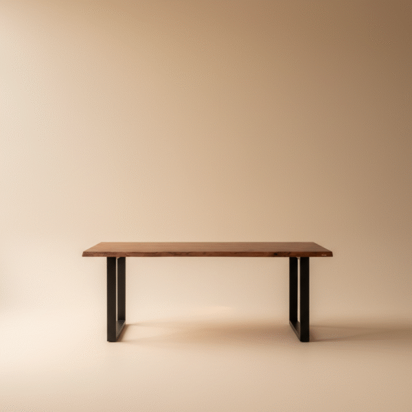 Stół KOBUZ – drewniany blat i czarne metalowe nogi, styl loftowy