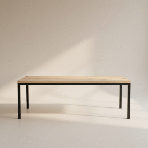 Stół LUBENO – dębowy blat i metalowa podstawa, styl skandynawski