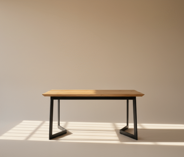 Stół drewniany POLIK – skandynawski stół z metalowymi nogami w kolorze czarnym