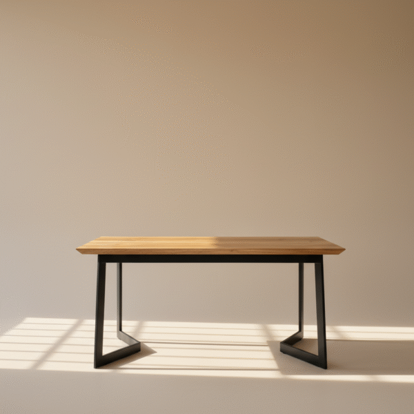 Stół drewniany POLIK – skandynawski stół z metalowymi nogami w kolorze czarnym