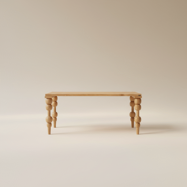 Stół drewniany PUDEL – ekstrawagancki design i zdobione nogi, styl nowoczesny glamour