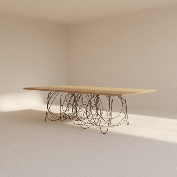 Stół drewniany ROZO – dębowy blat i artystyczne nogi z metalu
