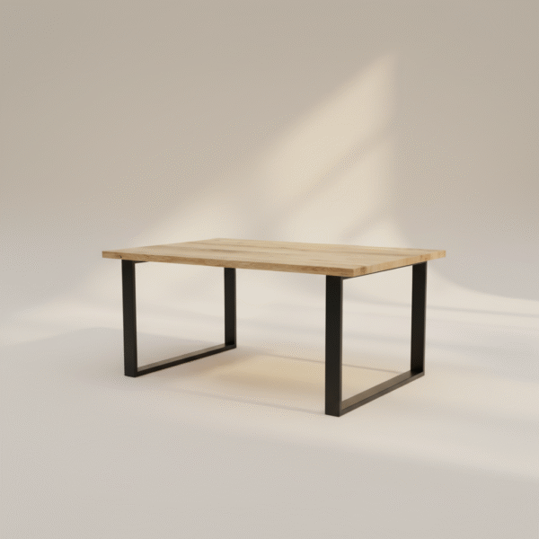 Stół drewniany SAN – prosty skandynawski stół z czarnymi metalowymi nogami