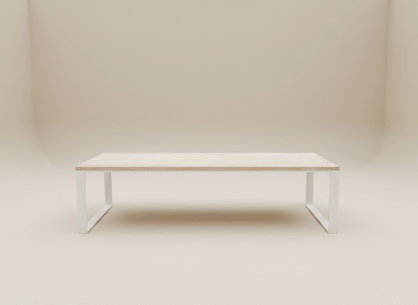 Stół SIGŁA – drewniany blat i białe metalowe nogi, styl skandynawski