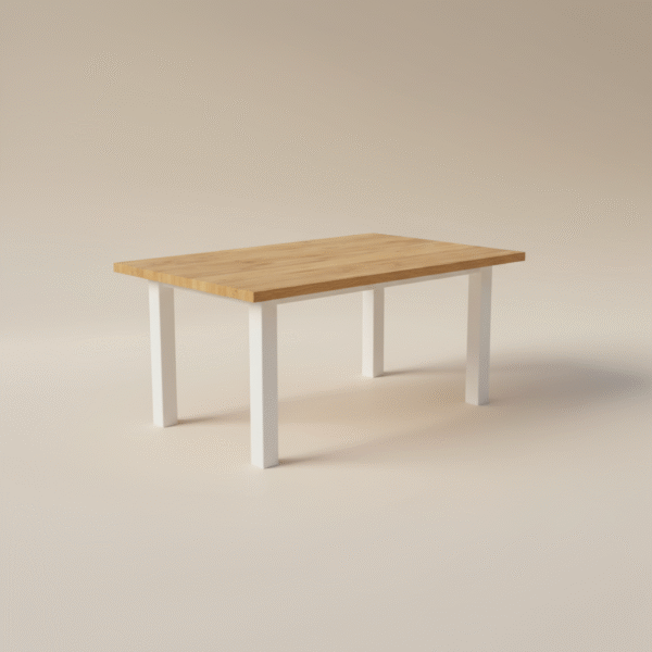 Stół drewniany STOLLO – dębowy blat i białe nogi w stylu skandynawskim