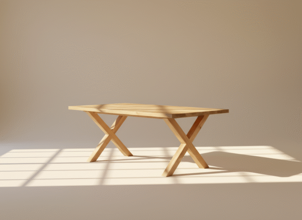 Stół drewniany SZELMENT – skandynawski stół z nogami w kształcie litery X