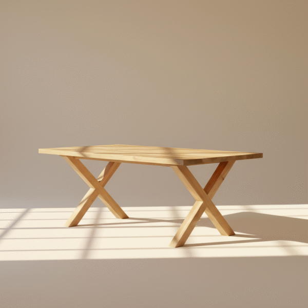 Stół drewniany SZELMENT – skandynawski stół z nogami w kształcie litery X