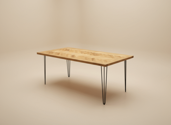 Stół MOZGA – drewniany blat i nogi z metalowych prętów, styl loftowy