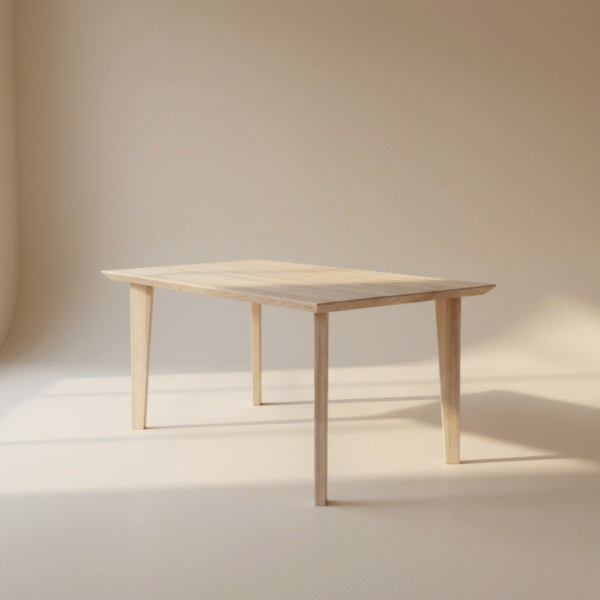 Stół LIGNO – dębowy blat i nogi, styl japandi