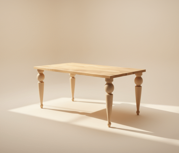 Stół WILGA – rzeźbiony stół dębowy z masywnymi, toczonymi nogami