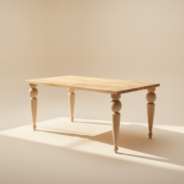 Stół WILGA – rzeźbiony stół dębowy z masywnymi, toczonymi nogami