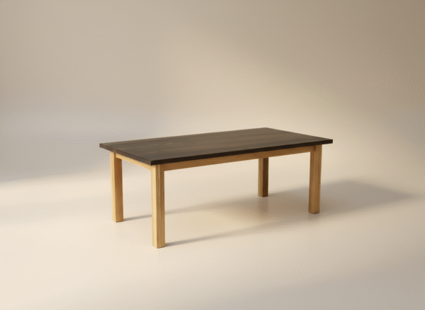 Stół FLOSTO – ekskluzywny blat z czarnego dębu i podstawa z naturalnego drewna