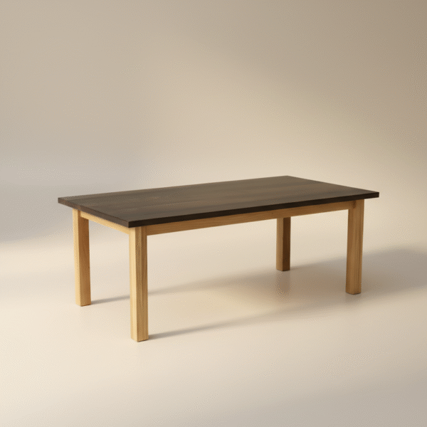 Stół FLOSTO – ekskluzywny blat z czarnego dębu i podstawa z naturalnego drewna