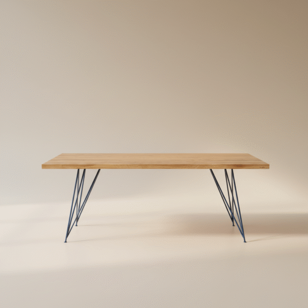 Stół SANNA – naturalny blat dębowy i metalowe nogi, styl skandynawski
