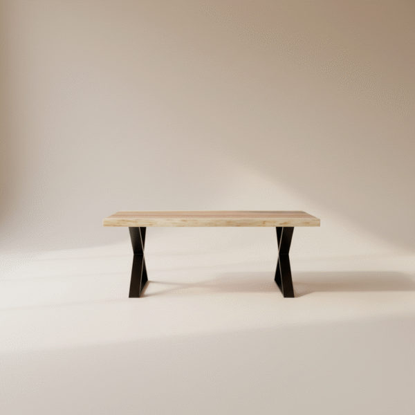 Stolik drewniany SĘKACZ – naturalny blat, metalowe nogi, styl klasyczny