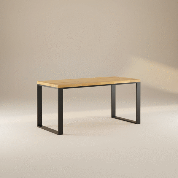 Biurko ROSTEL – klasyczne biurko dębowe z metalowymi nogami, styl minimalistyczny TYTUŁ: