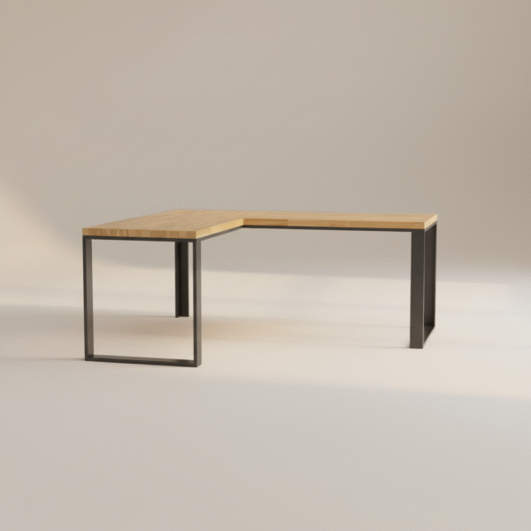 Biurko ŻYWICA – dębowe biurko z czarnymi elementami, styl nowoczesny i industrialny