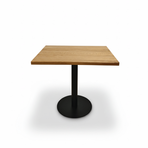 Lestna – stalowa noga do stolika, czarna okrągła podstawa