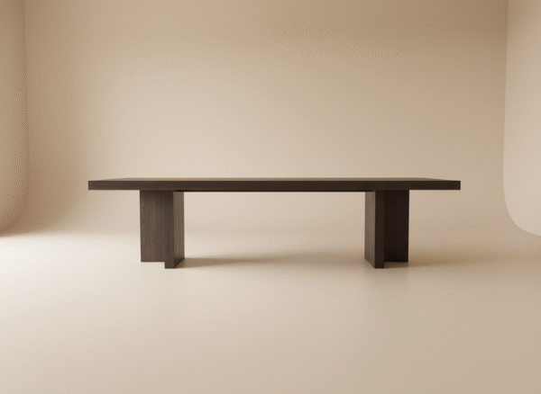 Stół ZARAN – ciemny dąb, skrzyżowane prostokątne nogi, styl glamour, nowoczesny design