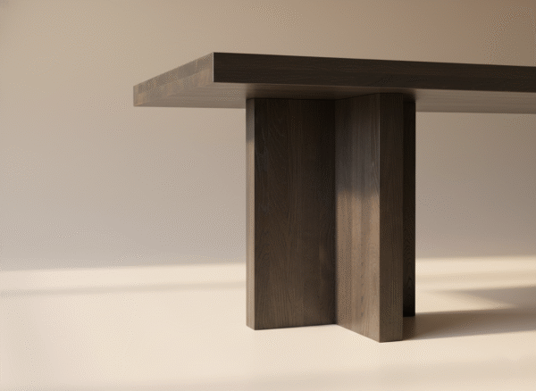 Stół ZARAN – dąb ciemny orzech, skrzyżowane nogi, nowoczesny stół glamour