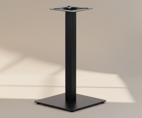 Noga ZORLA – czarna stalowa, kwadratowa podstawa, noga do stołu i stolika
