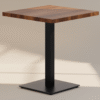 Stolik ZORLA – drewniany blat, stalowa noga, kwadratowa podstawa, styl nowoczesny